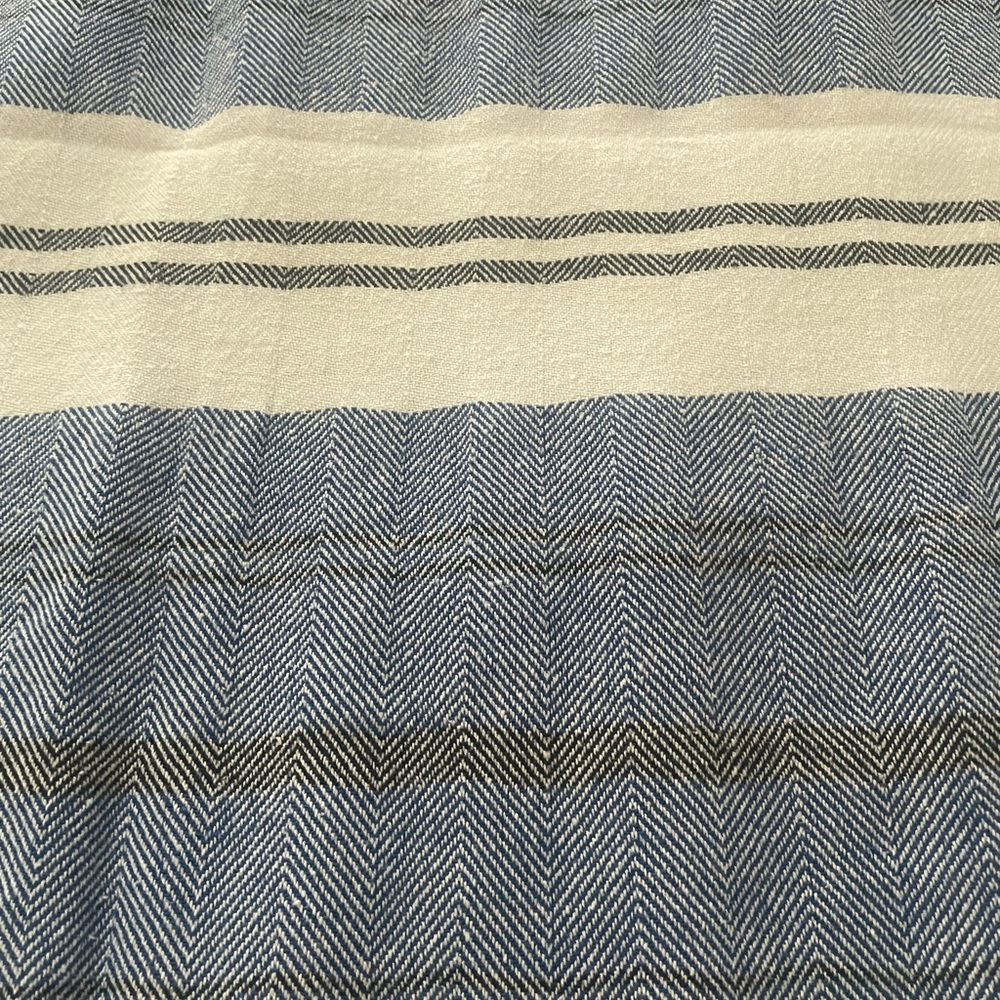 Striped Blue and White Cotton Throw Blanket - Home Bedding - Picture 2 of 6